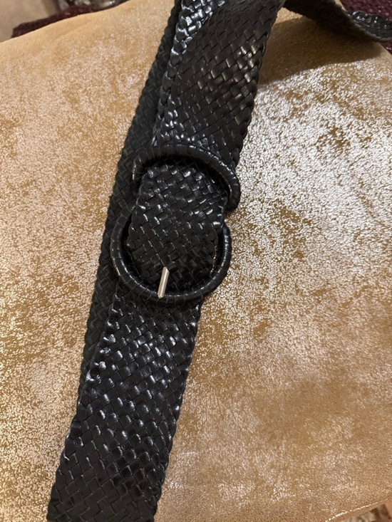 Hand-woven leather belt made in India Black with Round Buckle size M main image 4